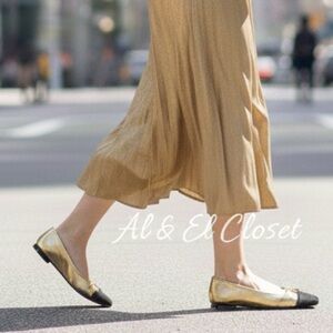 Sam Edelman Marley Gold & Black Cap Toe Ballet Flats Women’s Size 8M Leather NIB